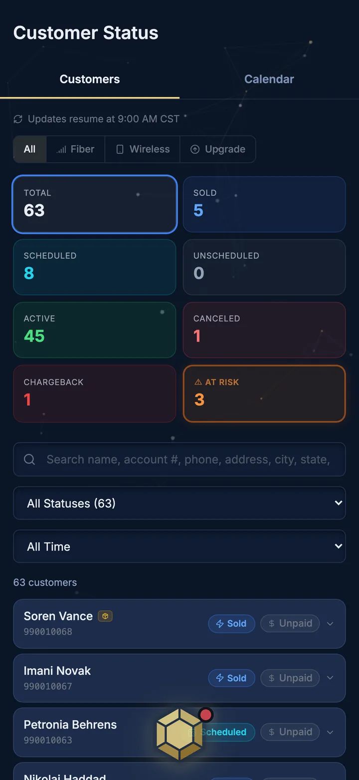 Aurea customer status list