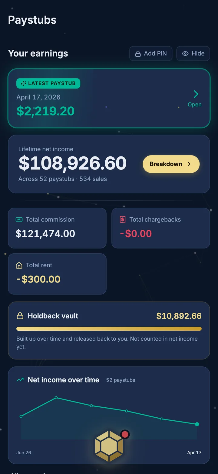 Aurea paystubs and lifetime earnings